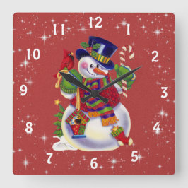 Cuadrado Reloj de navidades Snowman