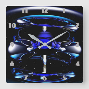 Cuadrado reloj de neón azul