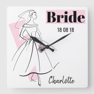 Cuadrado Reloj de Novia Rosa