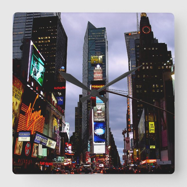 Cuadrado Reloj de Nueva York Times Square NY Wall Clock (Anverso)