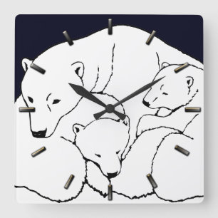 Cuadrado Reloj de oso polar Guay Cubs Bear con reloj de par