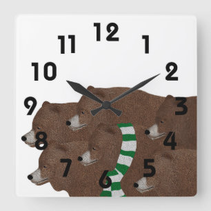 Cuadrado Reloj de osos de invierno