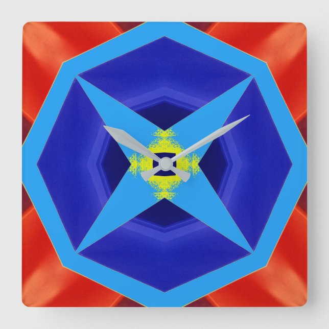Cuadrado Reloj de pared, diseño clásico y colorido (Anverso)