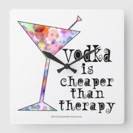 CUADRADO RELOJ DE PARED, EL VODKA ES MÁS BARATO QUE LA TERA
