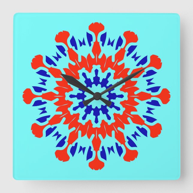 Cuadrado Reloj de pared, elegante diseño clásico multicolor (Anverso)
