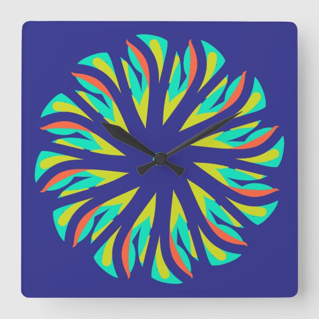 Cuadrado Reloj de pared, elegante diseño clásico multicolor (Anverso)