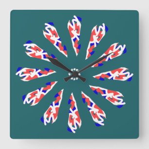 Cuadrado Reloj de pared, elegante diseño clásico multicolor
