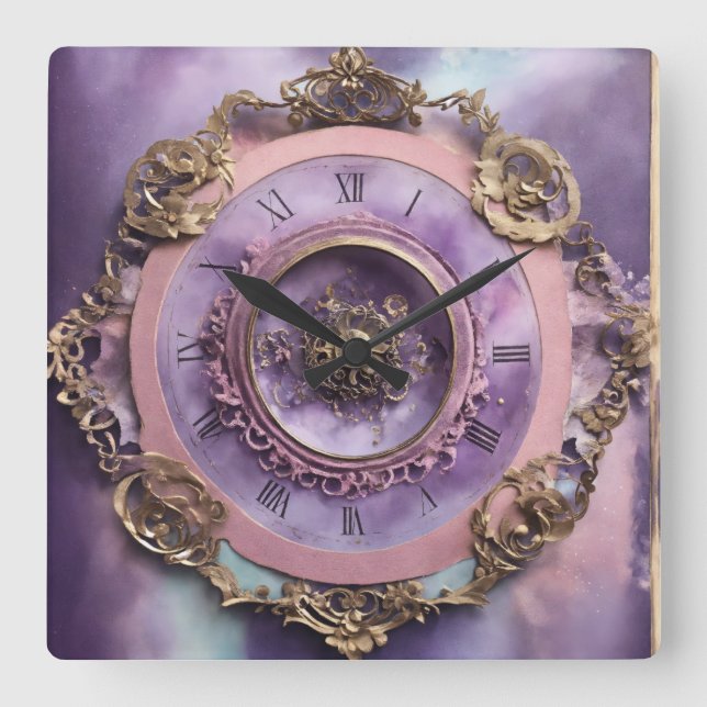 Cuadrado Reloj de pared, regalo (Anverso)