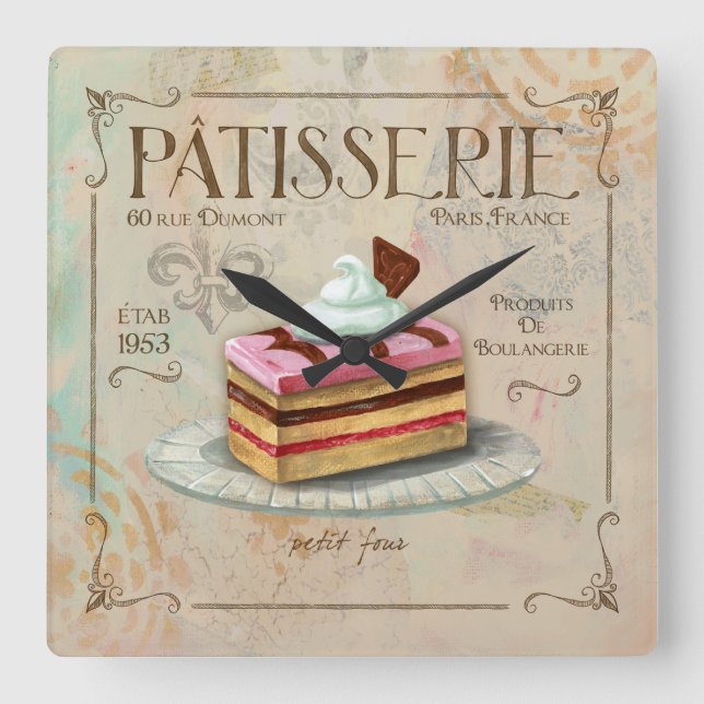Cuadrado Reloj de pastelería, Petit Four (Anverso)