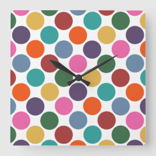 Cuadrado Reloj de patrón de punto de polka