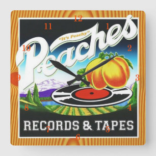 Cuadrado Reloj de peaches Records y cintas