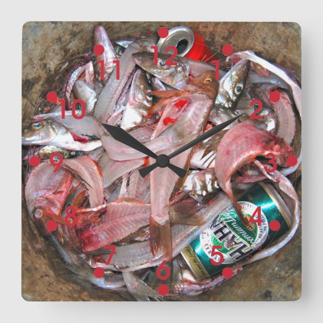 Cuadrado Reloj de peces (Anverso)