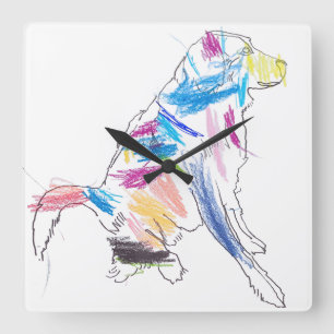Cuadrado Reloj de perro del arco iris