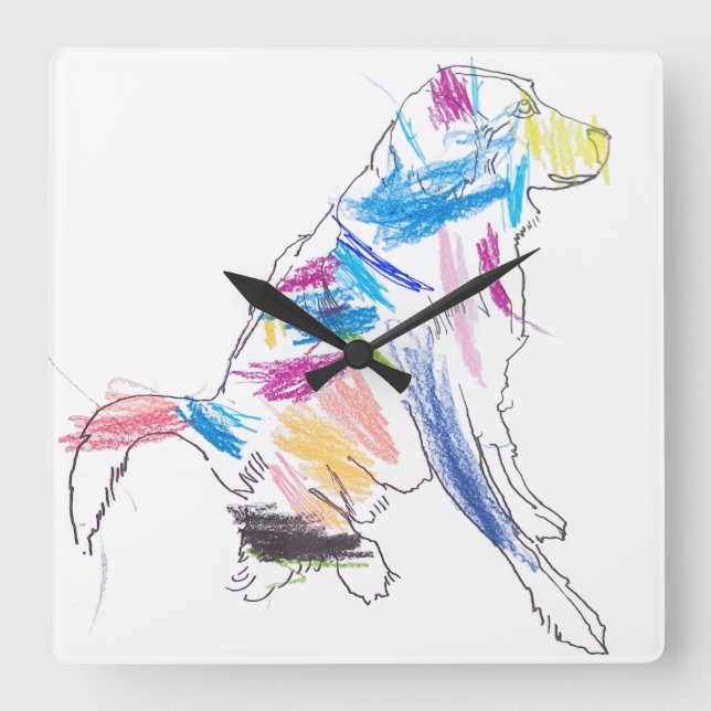 Cuadrado Reloj de perro del arco iris (Anverso)