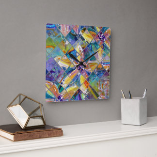 Cuadrado Reloj de Personalizable de mosaico floral Bella Ar