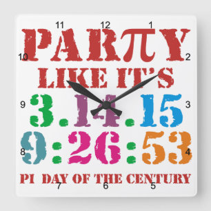 Cuadrado Reloj de Pi Day final 2015 3.14.15 9:26:53 reloj