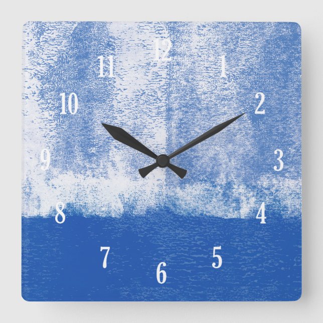 Cuadrado Reloj de pintura rodada azul (Anverso)