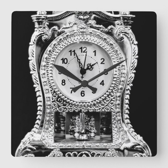 Cuadrado Reloj de plata antiguo (Anverso)