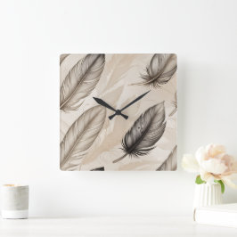 Cuadrado Reloj de Plumas Elegantes