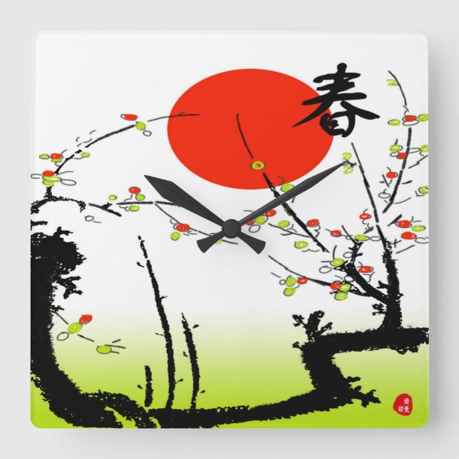 Cuadrado Reloj de primavera (Anverso)