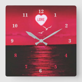 Cuadrado Reloj de puesta de sol en el mar romántico Ueart T