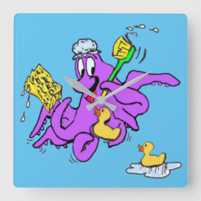 Cuadrado Reloj de pulpo en el baño (Anverso)