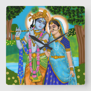Cuadrado Reloj de Radha Krishna