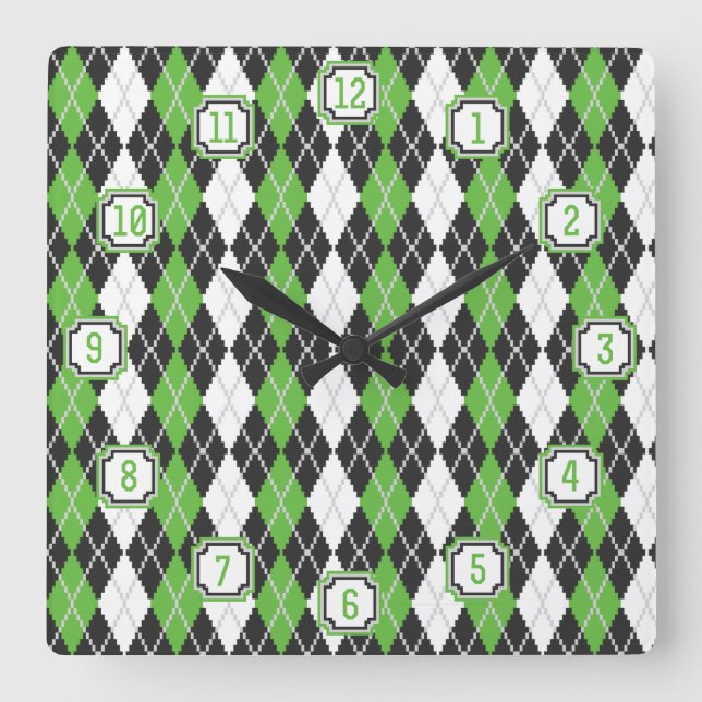 Cuadrado Reloj de retro Argyle (Anverso)
