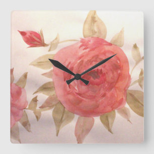 Cuadrado Reloj de Rosa de coral