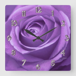 Cuadrado Reloj de Rosa morado y lavanda