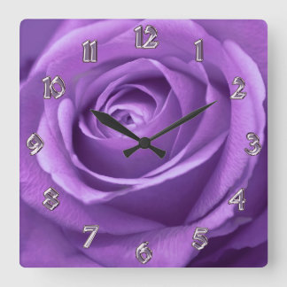 Cuadrado Reloj de Rosa morado y lavanda