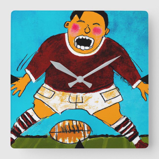 Cuadrado Reloj de rugby para niños (Anverso)