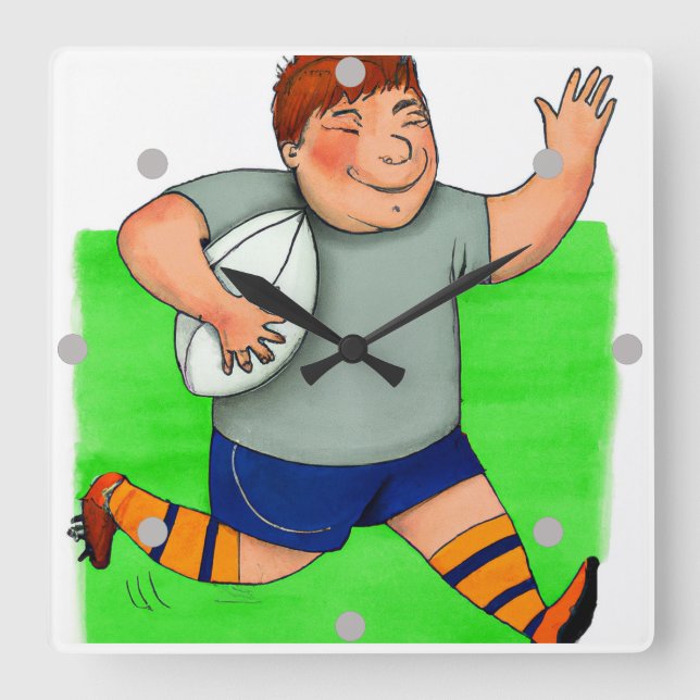 Cuadrado Reloj de rugby para niños (Anverso)