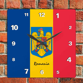 Cuadrado Reloj de Rumania, hogar patriótico, bandera rumana
