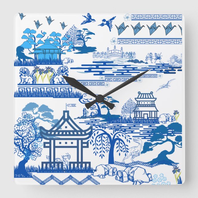 Cuadrado Reloj de sauce azul Jurásico (Anverso)