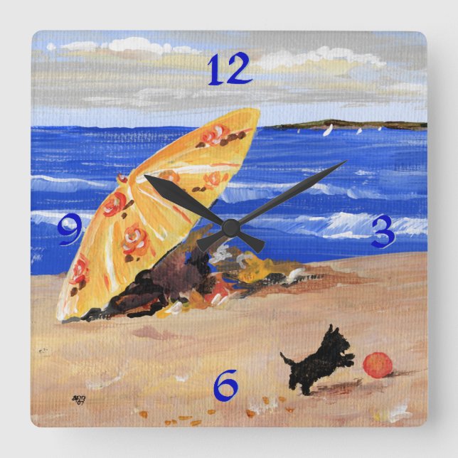 Cuadrado Reloj de Scottie en la Playa (Anverso)