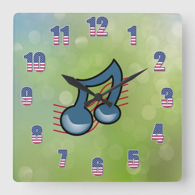 Cuadrado Reloj de señal de música (Anverso)