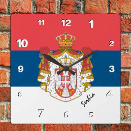 Cuadrado Reloj de Serbia, hogar patriótico, bandera serbia