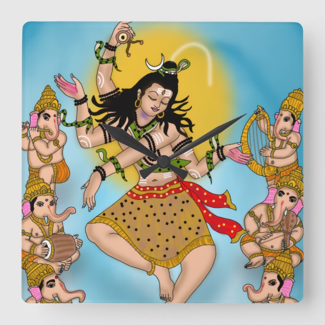 Cuadrado Reloj de Shiva Bailando   (Anverso)