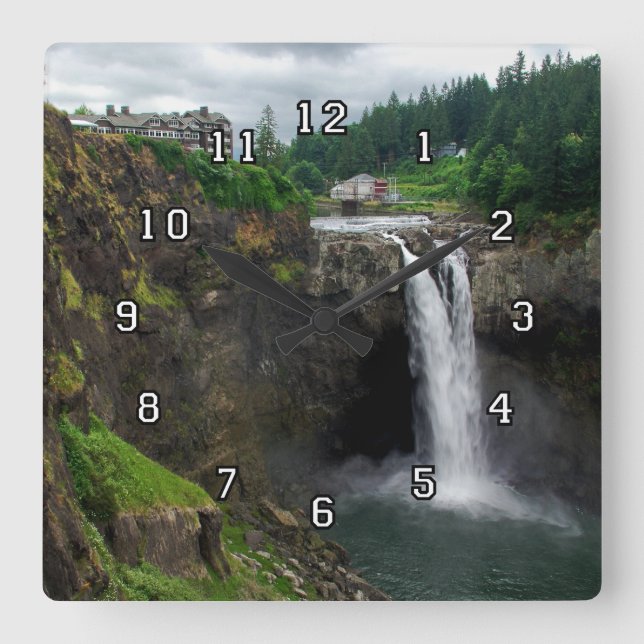 Cuadrado Reloj de Snoqualmie Falls (Anverso)