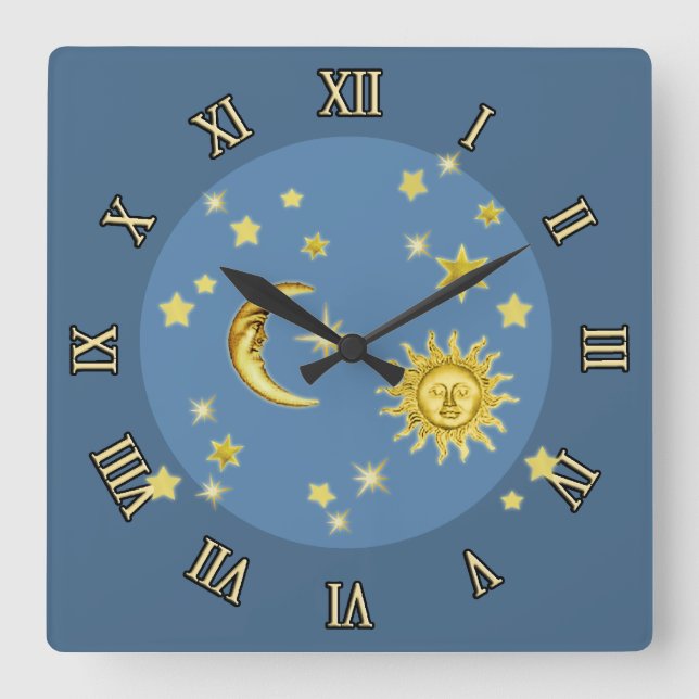 Cuadrado Reloj de Sol, Luna y Estrellas (Anverso)