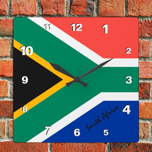 Cuadrado Reloj de Sudáfrica, hogar patriótico, bandera afri