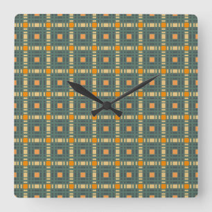 Cuadrado Reloj de tartán de plaid khaki