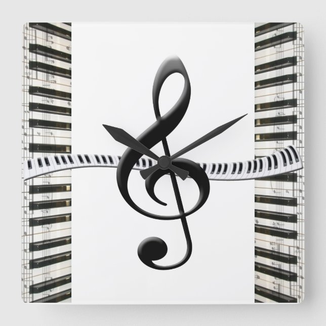 Cuadrado Reloj de Teclado de Piano (Anverso)
