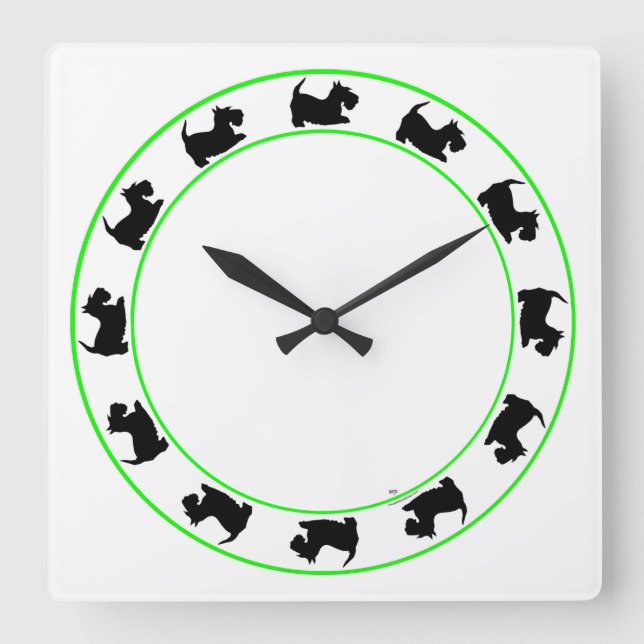 Cuadrado Reloj de Terrier Escocés (Anverso)