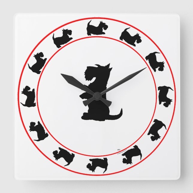 Cuadrado Reloj de Terrier Escocés (Anverso)