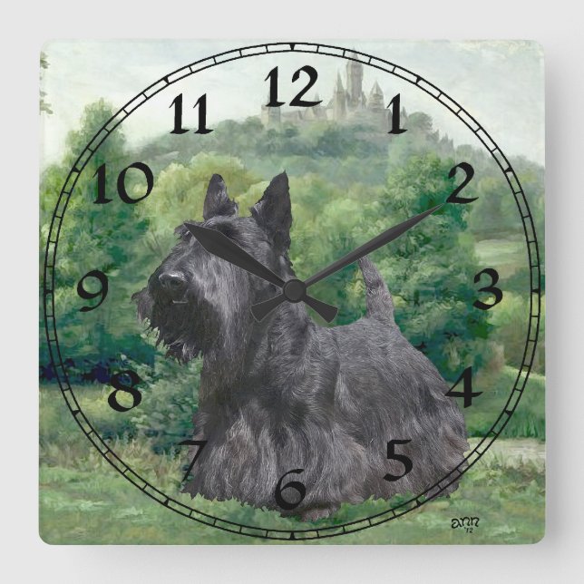 Cuadrado Reloj de Terrier Escocés (Anverso)