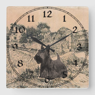 Cuadrado Reloj de Terrier Escocés