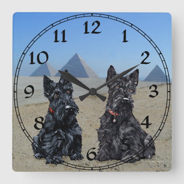 Cuadrado Reloj de Terrier Escocés (Anverso)