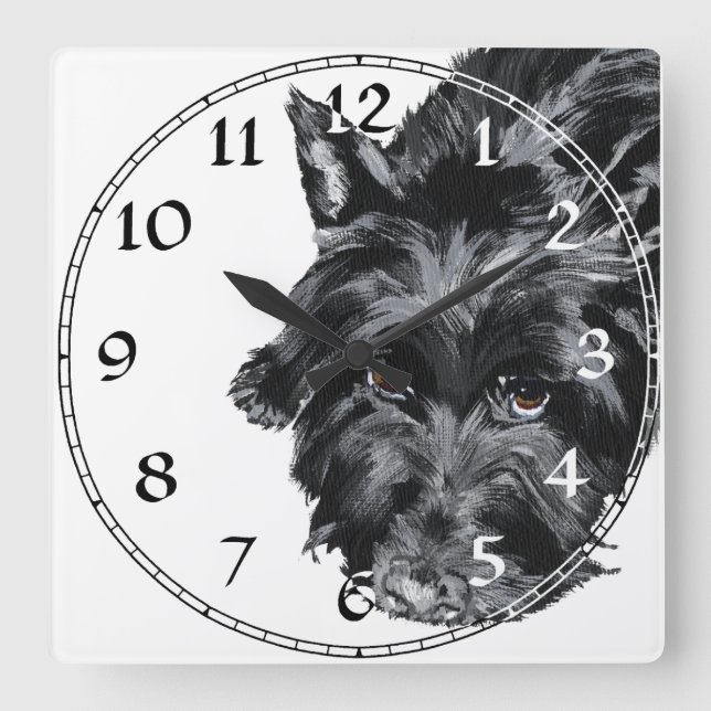 Cuadrado Reloj de Terrier Escocés (Anverso)